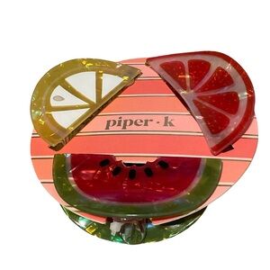 Piper K Fruit Hair Clips Set- watermelon lemon orange claw clip. Lemon hair clip